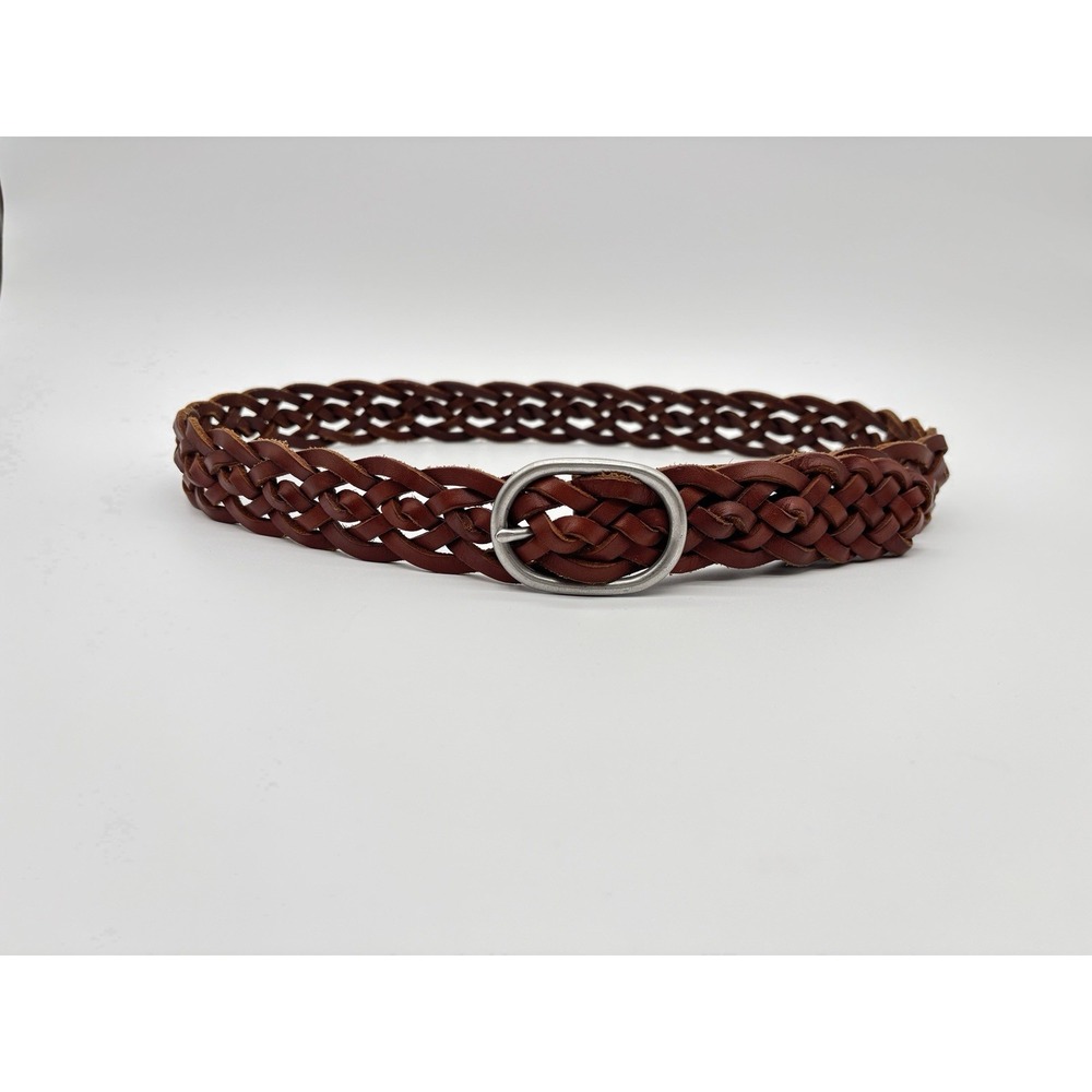 Gap Vintage Women Braided Leather Belt Brown Boho Western Size S 41 Inch